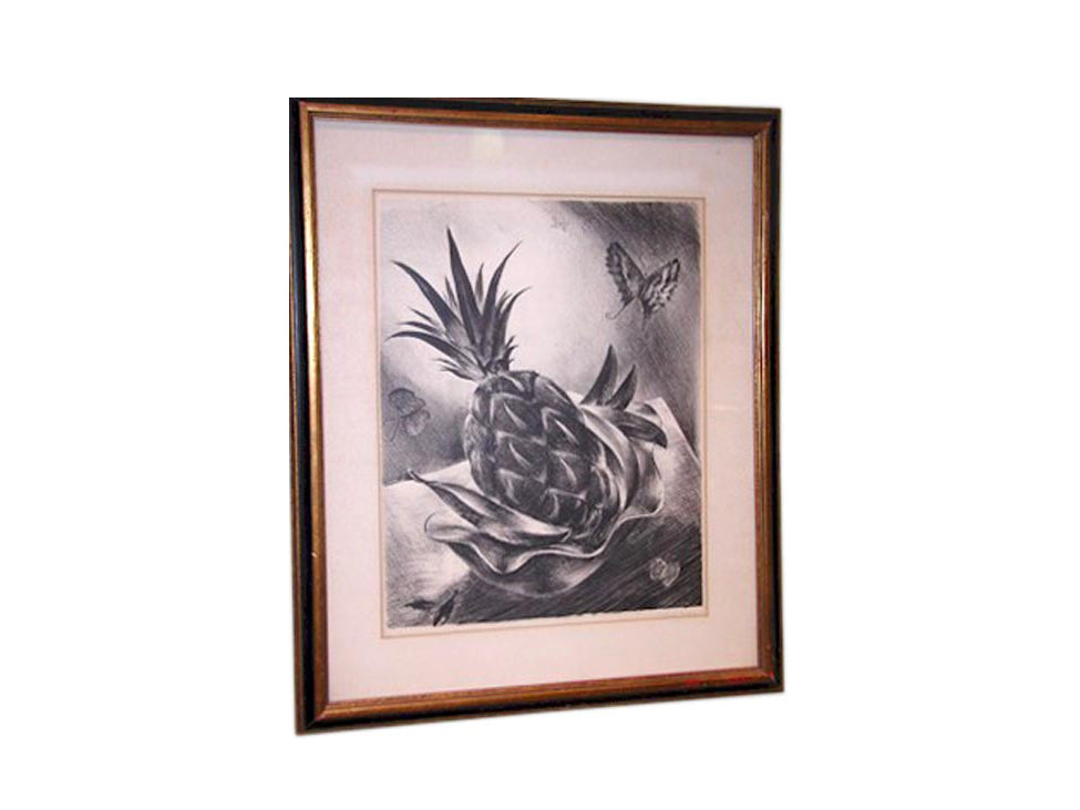 Surrealist Pineapple Lithograph by Oscar Thru