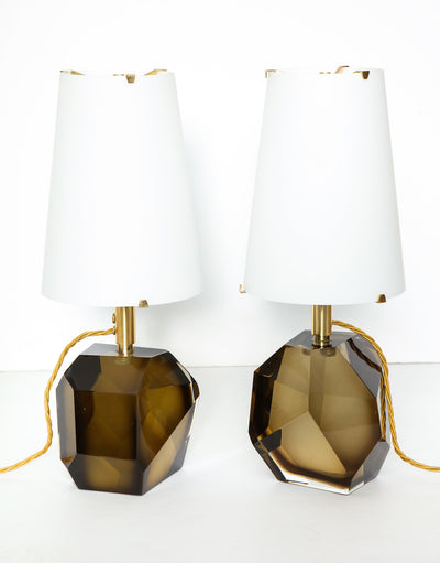 "Diamante Bronze," Pair of Table Lamps By Roberto Giulio Rida