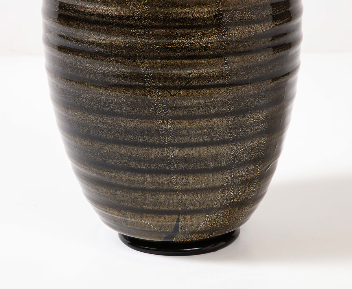 Large Gilt Fleck Vase by Seguso Vetri D'Arte