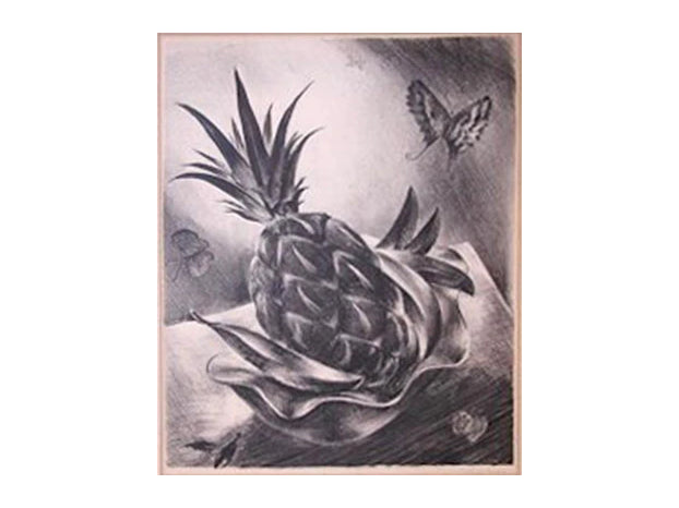 Surrealist Pineapple Lithograph by Oscar Thru